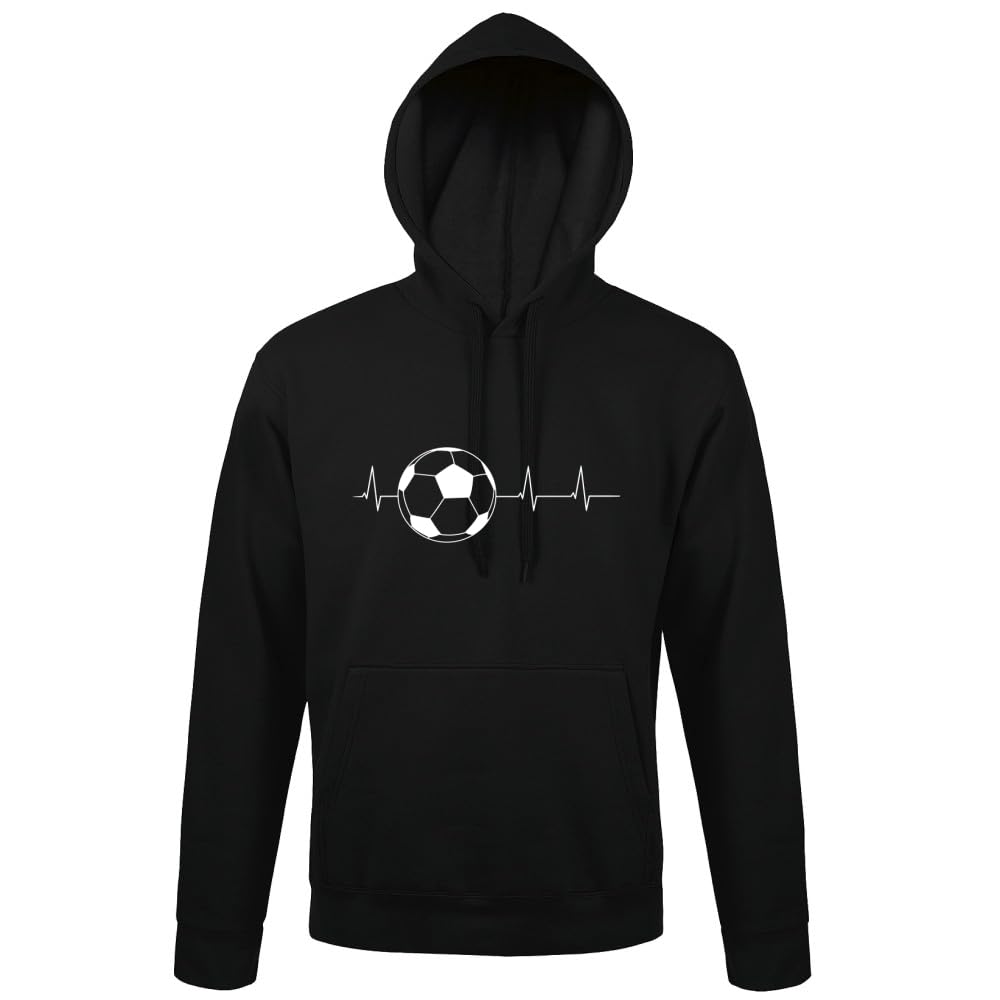 Piłka nożna bicie serca męska bluza z kapturem, czarny, 4XL