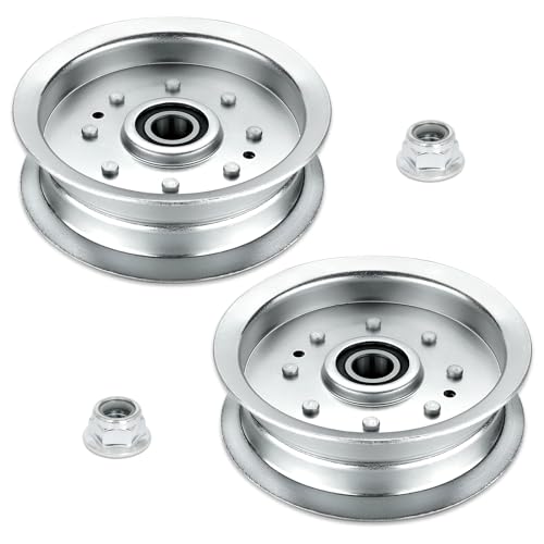 756-05034A Idler Pulley GY20629 GY22082 Fit for John Dee re Riding Mower 42 inch Deck AUC17621 Flat Idler Pulley Compatible with John Dee re L120 L110 LA115 D125 D170 MTD T1000 Lawn Tractors 2 Pack