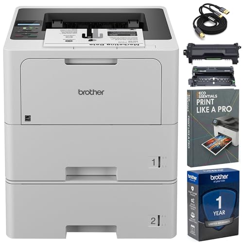 Brother HL-L6210DWT Wireless Monochrome Laser Printer for Business, 50 PPM Duplex Printing, Dual...