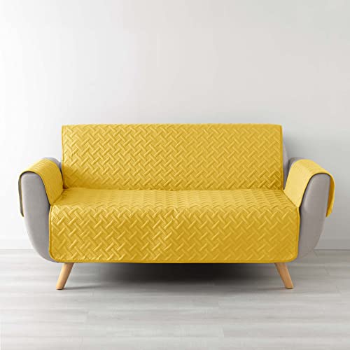 Protector de colchón de 279 x 179 cm microfibra lisa color amarillo 2