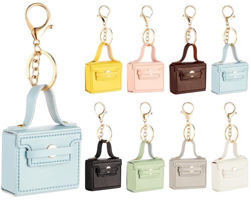 gisgfim 8 peças, mini bolsa, mochila, chaveiro, porta-moedas, porta-moedas, mini estojo, pingentes, couro PU, bolsa de batom, porta-cartões, organizador de dados, cabos, moda, acessórios para mulheres