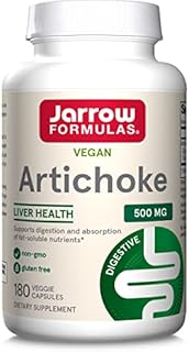 Jarrow Formulas Artichoke 500 mg - Liver Support & Digestion Dietary Supplement - Vegan - Standardized Extract - 180 Servings (Capsules) (PACKAGING MAY VARY)