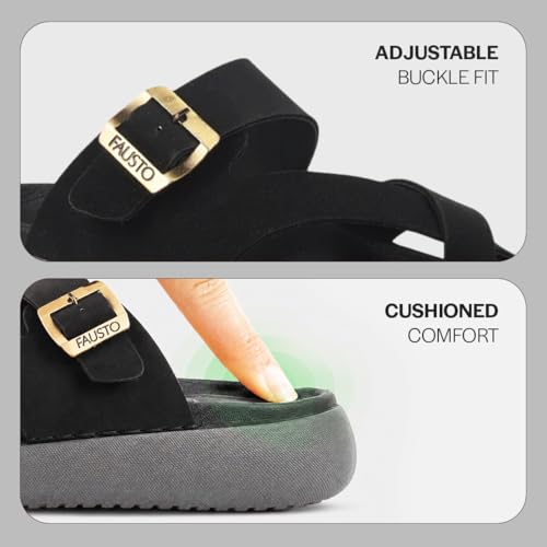 Image of FAUSTO Men Toe Ring Criss Cross Buckle Strap Side Stitched Waterproof Summer Slip On Sandals|Comfort Sole|Lightweight Slippers for Rainy Monsoon Season