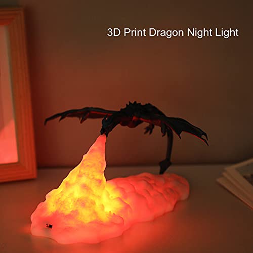HaiMa Impression 3D Led Feu Dragon Glace Dragon Lampes Veilleuse Lumière Douce Rechargeable Pour Chambre Salon Camping Randonnée Maison Décor - Dragon De Glace