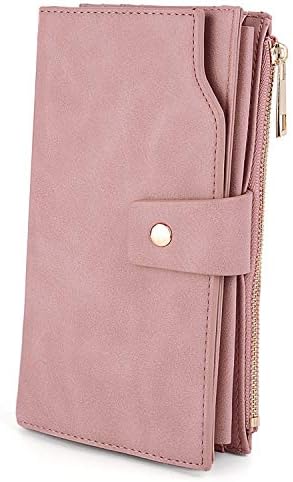 UTO Wallet Women Vegan Leather Wristlet Snap Long Purse Credit Card Holder Elegant Clutch