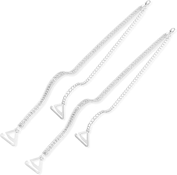 ffzdena 1 Pair Bra Straps for Women Fancy, Dress Straps, Silvery Bra Strap, Rhinestone Bra Strap, Adjustable Shoulder Chains for Wedding Parties and Beach Events-picture-14