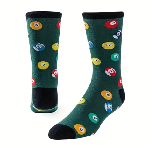 Men's Pool and Snooker Socks, Colourful Novelty Billiard Ball Design, Green with Black Toe and Heel, Adult Size 5-8, Gift for Pool Players - Image 3