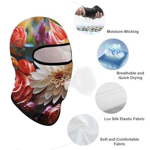 Balaclava para hombre con estampado floral, máscara facial para esquí, ciclismo y deportes de invierno miniatura 3
