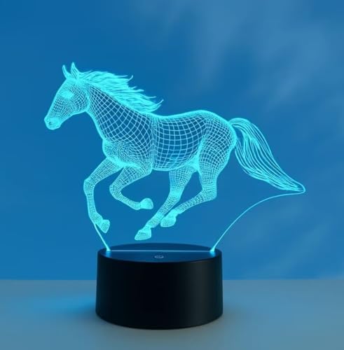 SUPERHONGJIHAO Luz nocturna para niños, lámpara LED de caballo 3D con control remoto, 16 colores cambiantes, regalo de cumpleaños para niños