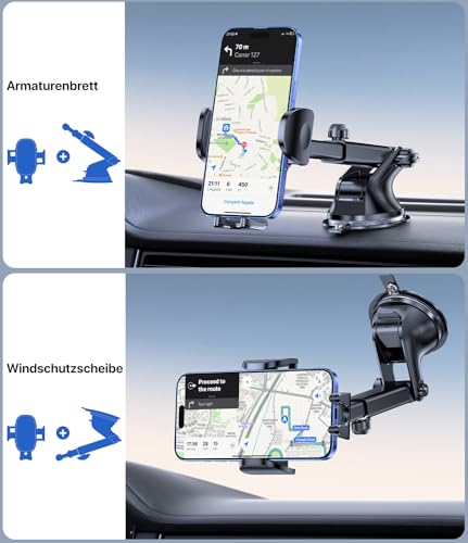 Miracase Handyhalterung Auto[Verbesserter Saugnapf] Handyhalter fürs Auto 360° Drehbar, Armaturenbrett Windschutzscheibe KFZ Handy Halterung für iPhone Galaxy Alle Smartphones