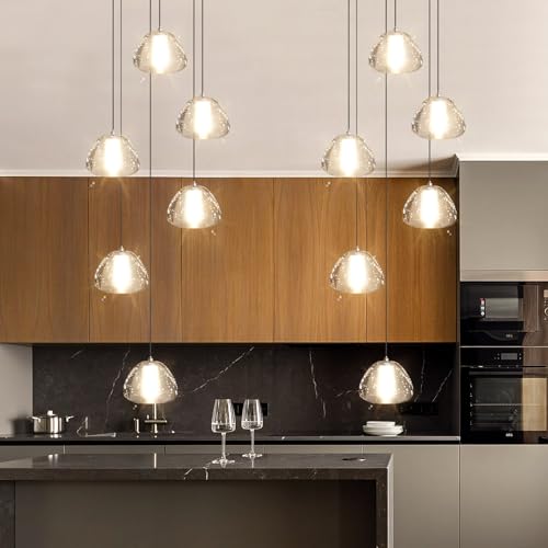 Image of 6-Lights Modern Crystal Chandelier for Entrance LED Pendant Light for Kitchen Island Foyer Living Room Bedroom Staircase 3000K