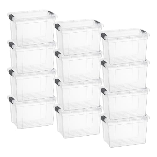 Image of Superio 2.5 Quart Clear Plastic Storage Boxes with Lids, Stackable Organizer Containers, BPA-Free Storage Bins for Home, Office, School & Dorm, 12 Pack