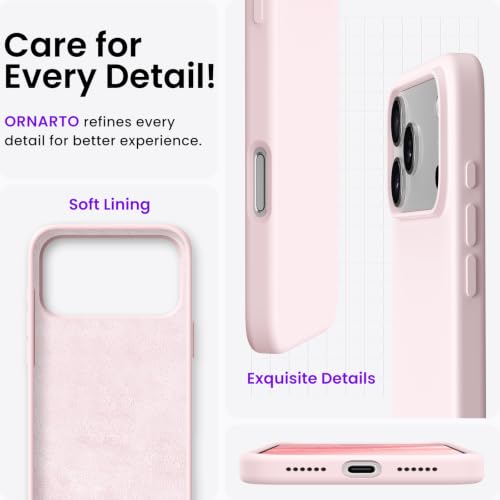 ORNARTO for iPhone 18 Pro Case, Slim Liquid Silicone Cover, Chalk Pink - image 5