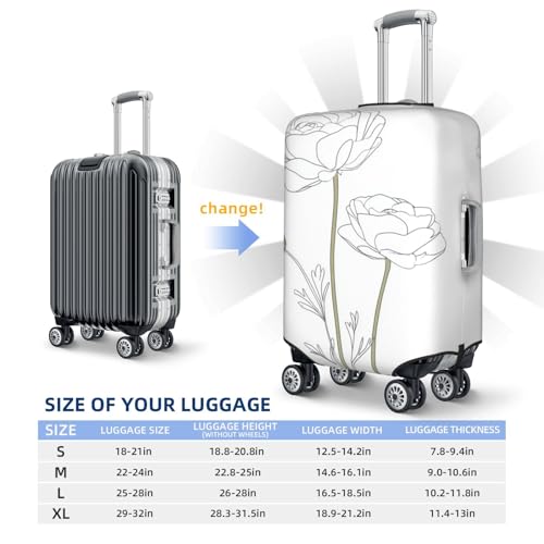 Simple Line Art Two Flowers Elastic Travel Luggage Covers Dustproof Scratch-Resistant Suitcase Protector Fit 22-24 Inch4