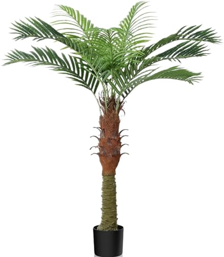 WOTZOV Palmera Artificial de 1,5 m de Altura en Maceta, Palmera Tropical Artificial Decorativa, Palmera de Coco Artificial.
