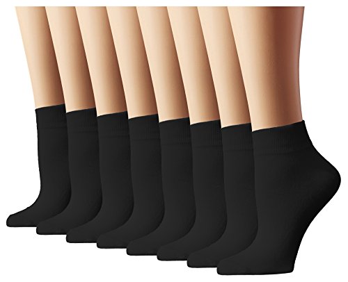 Women's Athletic Running Socks Quarter Cut 8 Pack Black