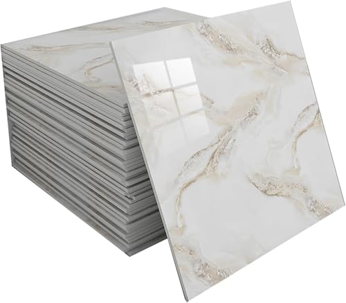 Stickers Imitation Marbre, Adhésifs Muraux Imperméables, À Coller, Panneaux De Douche En PVC, Collage Au Plafond, Assemblage Facile, Décoller Et(D,10 tiles)