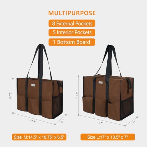 Image of TOPDesign Utility Water Resistant Tote Bag with 13 Pockets, Top Zipper Closure & Thick Bottom Support, for Working Women