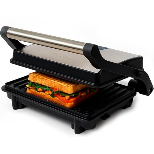 Parrilla grill eléctrica Grunkel 1000-2000W forma parilla barbacoa dos dimensiones, Antiadherente...