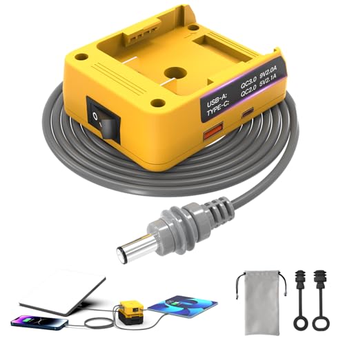 Deckit Starlink Mini Battery Adapter, Compatible with DeWalt 20V MAX Battery, Portable Off-Grid Power Converter w/Switch, Low Voltage Protection & Multi-Port, 5FT DC Cable & Bag