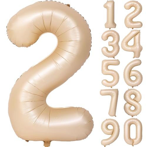 Image of 40 In Caramel Number Balloons 2 Helium Foil Mylar Balloon | Birthday Party Decorations Suitable For Boys' And Girls' Birthday Parties Anniversary celebration Digital 2