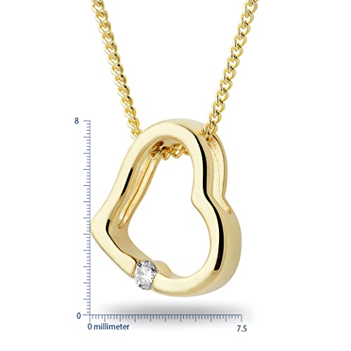 Collar corazón con diamante 0,01 quilates en oro 18K