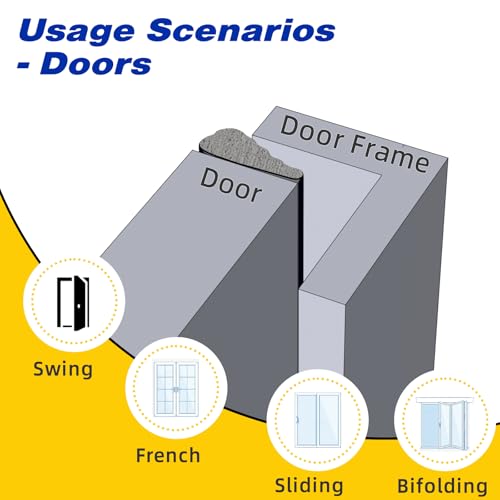 Weather Stripping Door Seal Strip for Door Frame,Window Insulation for Winter,Doors Soundproofing Gap Filler,Window Sealer Exterior Doors Weather Stripping,Foam Windows Draft Stopper (Black,118\'\')