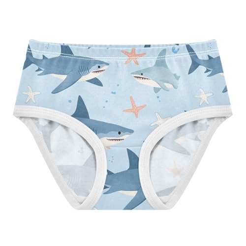 Wusikd Sharks Starfish Girls' Underwear Cotton Stars Girls Briefs Soft Toddler Underwear 2T