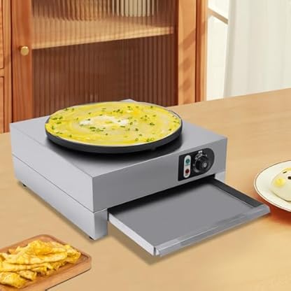 220V Professional Crepesgerät mit Holzverteiler Elektro Crepes Maker 3000W Crepeseisen aus Edelstahl mit 40cm Platte Crepesplatte,für Pancakes Omelettes Restaurants Snackbars – Bild 6