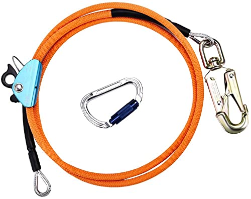 SEAAN Steel Wire Core Flipline Kit 1/2’’ x 10FT Flipline for Tree Climbing Lanyard - Adjustable Lanyard, Better Grab, Low Stretch, Cut Resistant