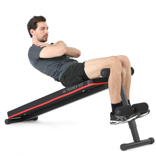 Sit-Up Bank Klappbar, Bauchtrainingsbank höhenverstellbar, gepolstert, Bauchtrainer für Übungen im Fitnessstudio oder zu Hause – Bild 3
