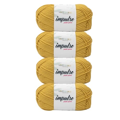 Image of WOAFashions Impulse Hand Knitting & Crochet Yarn, Premium Acrylic, 4 : Medium (Dandelion) (4x100gms / 14.1oz)