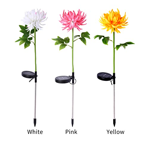 yeacher Luzes solares de flores ao ar livre Luzes de energia solar crisântemo em forma de flor LED L