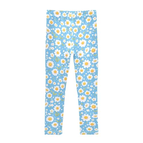 Polka Dots and Tender Chamomile Flowers Cartoon Kids Baby Girls Active Leggings Stretch High Waisted Workout Pants2