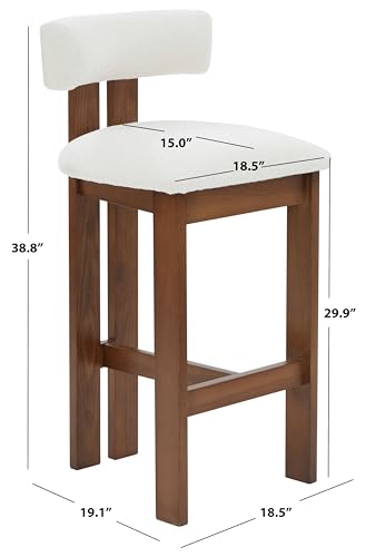 Taburete de bar SAFAVIEH Colección Couture Macey, altura de asiento 30 pulgadas, color marfil/avellana, tapizado en bouclé miniatura 3