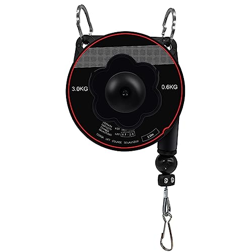 HARELA Spring Balancer, Retractable Tool Stand 2m Long Tool Balancer with Hook and Wire Rope Adjustable Balancer Retractor Suspension Holding Equipment Black for Assembly Lines (Size : 3.0-0.6kg)