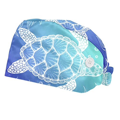 Chapeaux bouffants 2PCS tortue de mer avec bandeau pour hommes et femmes