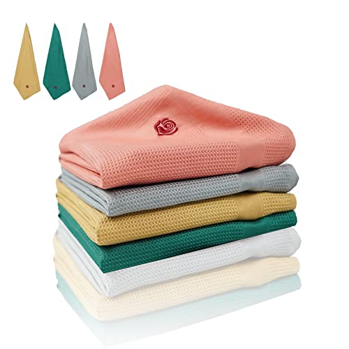 ROSELINE Paños de limpieza multiusos para secar, pulir, limpiar, absorbentes y sin pelusas, juego de 4, 42 x 68 cm (multicolor).