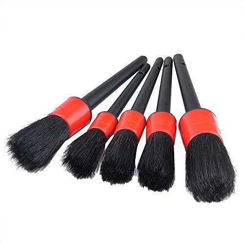 IPELY 5 Pack Detailing Brushes for Cleaning Engines, Wheels, Interior, Dashboard, Leather, Trim, Air Vents, Emblems with Towel - Thumbnail 2