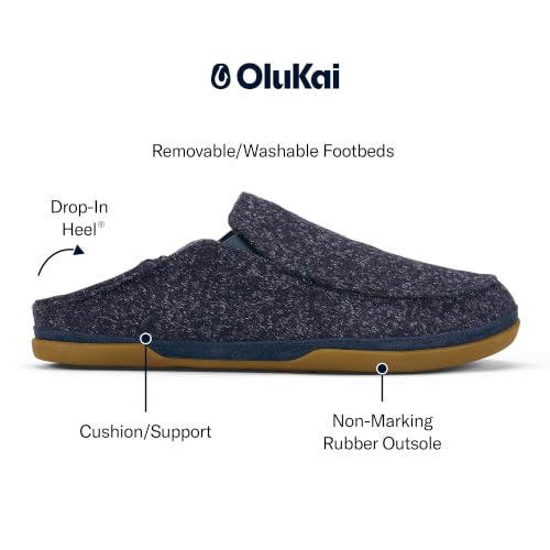 Image of OluKai Moloa Hulu Men's Wool-Blend Slippers, Heathered Knit Slip On Shoes