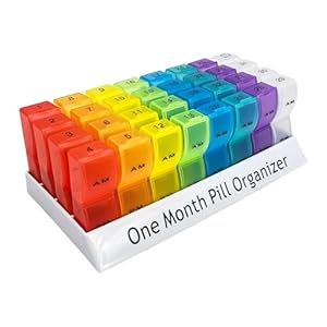 Goldmiky Pillendoos,Pillendoos Container,Reisorganizer Voor Geneesmiddelen,Maandelijks, ’s Ochtends Middags,Avond,Tablettenorganizer,Grote Pillendoos,Medicijnen,32 Dagen,BPA-vrij