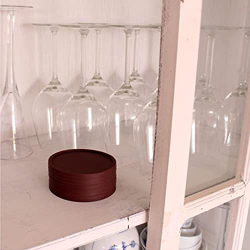Drink Coasters by Barvivo Set of 8 - Tabletop Protection For Any Table Type, Wood, Granite, Glass, Soapstone, Marble, Stone Tables - Perfect Brown Soft Coaster Fits Any Size of Drinking Glasses.