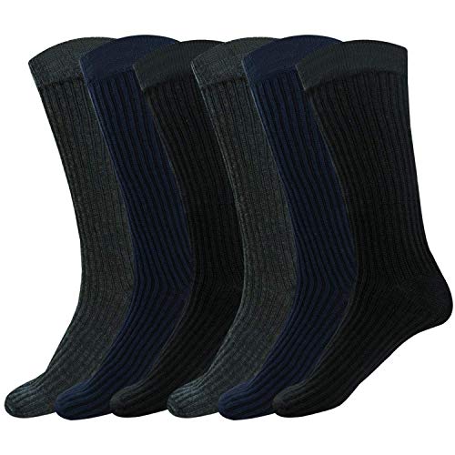 Arctic Wolf Men's Cotton Calf Length Ribbed Formal Socks, (Pack o...