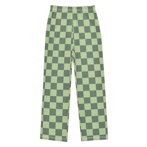 Green Dark Checkerboard Pajama Pants Long Sleep Pant Soft PJ Bottoms Sleepwear