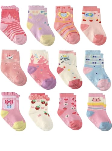 Image of Organic Cotton Ankle Length Anti Slip Socks For Baby With Grip 0-36 Months-Cartoon, Multicolored