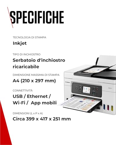 Canon MAXIFY GX4050 Stampante ad Inchiostro A4 600x1200 DPI Wi-Fi - 6