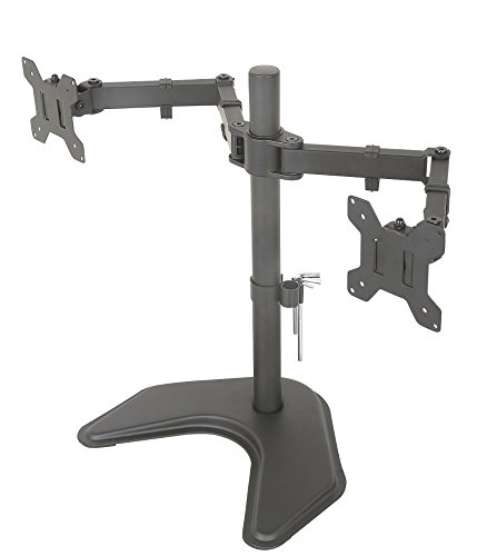 Ezm Basic Horizontal Dual Free Standing Monitor Mount Stand With Grommet Mount Option Up To 27" Widescreen Displays (002-0009) #TOP7