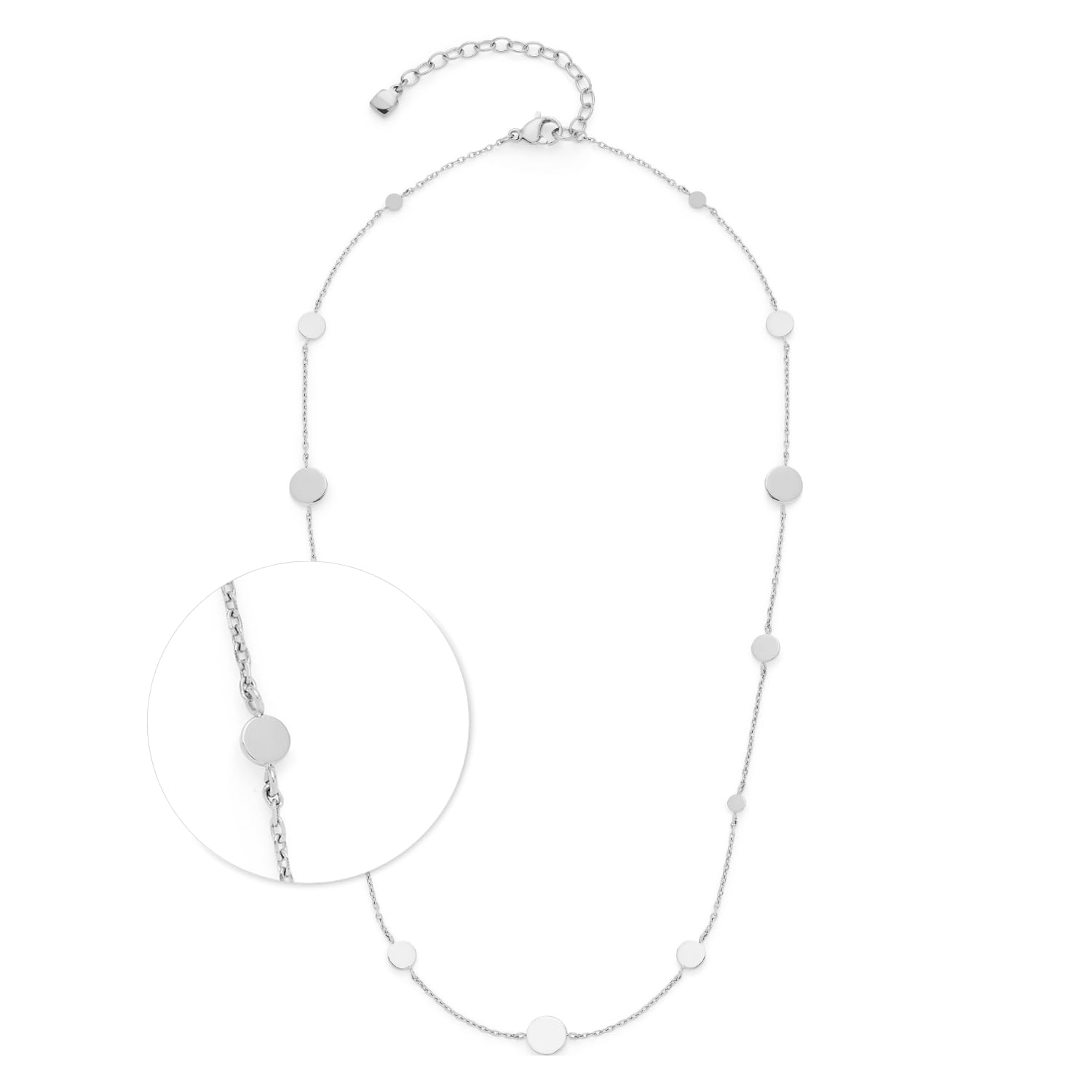 JEWELS BY LEONARDO Ciao Milla, korte ketting van zilverkleurig roestvrij staal, plaatjes in verschillende maten, 42-47 cm lengte, sieradencadeau, 024454, 42 cm, Roestvrij staal, Geen edelsteen