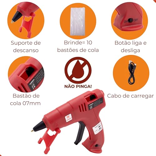Pistola De Cola Quente Profissional Sem Fio 110v/220v Bivolt