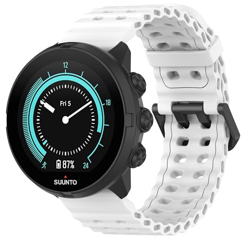 xhKJO Pulseras de Repuesto para Suunto Race/Race S Correas para Relojes, Bandas Cierre abatible Silicona Pulseras Bracelet Brazalete Strap para Suunto Ocean/ 9 Peak / 9 Peak Pro (blanco)
